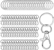 [NATEFEMIN] Silver Lobster Clasp + Open Jump Rings, Necklaces Bracelet Jewelry Making Accessories (100Pcs in Total)