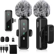 Lavalier Microphone Wireless Mini Mic for Type-C Android Phone/Tablet/PC Video Recording Clip-on Mics with Rotatable Clip&Denoise Recording, Ideal for Vlog Tiktok Youtube Podcast Content Creator(H63）