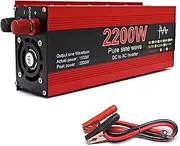 2200W Power Inverter,12V/24V DC to 110V/220V AC Outlet Converter,Pure Sine Wave Inverter,Solar Inverter,for Laptop Computer RV Truck(Size:12V-110V,Color:2200W)