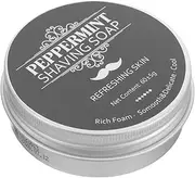 Men Shave Soap Peppermint Shaving Soap for Beard Face Natural Ingredients Gentle Formula Travel-friendly