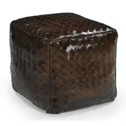 Lattice Leather Ottoman