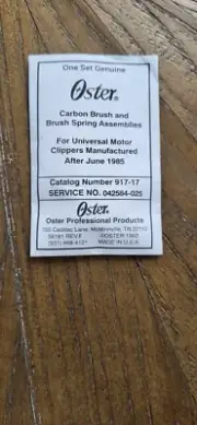 Oster Clipper 917-17 Brush & Spring Assy