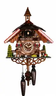 Quartz Cuckoo Clock Black forest house EN 344 Q NEW