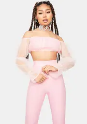 Blush Having A Ball Off The Shoulder Organza Top Set