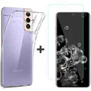 Samsung Galaxy S21+ PLUS Clear Back Case Cover and Soft Front Screen Protector