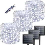 Solar Christmas String Lights, 3 Pack 120FT 300 LED Garden Twinkle Lights Outdoor, Waterproof 8 Modes Fairy Lights for Patio Party Wedding Christmas Decor (Cool White)