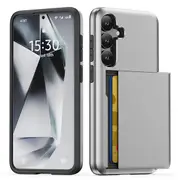 ZUSLAB Case for Samsung Galaxy S25+ Slide Armor Card Holder Protective Shockproof Hard Back Cover For Samsung (2025) - Silver