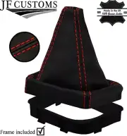 RED STITCH REAL LEATHER MANUAL GEAR BOOT+PLASTIC FRAME FOR BMW X1 F48 15-20 (for: BMW)