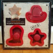 New WILLIAMS-SONOMA WILD WEST ICE CREAM SANDWICH MOLDS Set of 3 Boot Cowboy Hat
