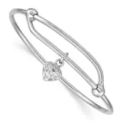 925 Sterling Silver Heart Adjustable Bangle Charm Bracelet