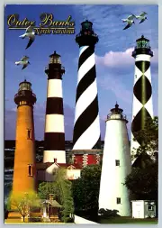 c1970s Outer Banks North Carolina Lighthouses Vintage Postcard