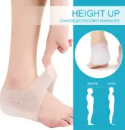2PCS Invisible Height Lift Heel Pad Sock Liners Increase Insole Pain Relieve Pad