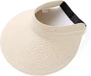 [HAMKVBPR] Women Visor Hat Women's Hollow Top Hat Outdoor Sun Straw Hat Big Brim Sun Cap Summer Outdoor