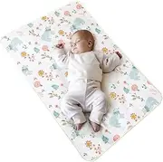 Waterproof Baby Changing Mat, Washable Bed Pad for Crib and Pack n Play, Floral Pattern