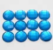 100 Neon Blue Flatback Acrylic Round Rhinestone Gems 10mm No Hole