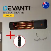 Devanti 2000W Electric Strip Heater Infrared Radiant Heaters Bar Remote Control