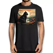 Vintage Black Cat T-Shirt - Retro Scenery Nature Graphic Tee