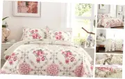 Quilt Set Boho Pink Floral Bedspread Patchwork Coverlet King Pink Big Floral