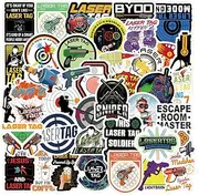 50Pcs Laser Tag Stickers, Cool Shooting Game Vinyl Waterproof Stickers for Hydro Flask,Water Bottle,Skateboard,Laptop,Phone,Car Decals Gifts for Kids Teens Adults for Party Favors Supplies（Laser Tag）…