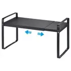 Expandable Kitchen Cabinet Shelf Organizers 14.1 to 23.6Inch Spice Rack, Black