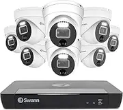 Swann 8 Dome Camera 16 Channel 4K Master Series NVR Security System, 2TB HDD,Night Vision,Smart Alerts,IP66 Weatherproof,Indoor&Outdoor Wired Home Surveillance Security Cameras-SONVK-1676808DWL