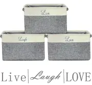 3-Pack Large Storage Baskets - Fabric Collapsible Organizer Bin w/ Carry Handles