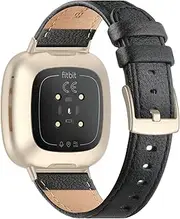 Genuine Leather Strap Compatible with Fitbit Versa 3 / Fitbit Sense for Women Men, Soft Breathable Genuine Leather Adjusted Replacement Strap Wristband for Fitbit versa 3