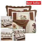 Elegant Floral Patchwork Bedspread Set - Twin Reversible Quilt & Pillow Sham