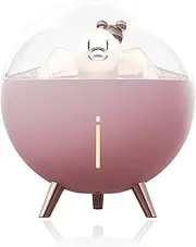 KQJHQ Portable Mini Humidifier 260ml USB Desktop Humidifier with Night Light Auto Off Function, Quiet Bedroom Plants Mini Humidifier Travel Baby Office Home (Pink)