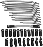 XIASABA Stainless Steel Steering Rod Antirust Abrasion Resistant RC Car Chassis Link Kit for 1/10 Scale Models Heavy Duty Suspension Lever Set