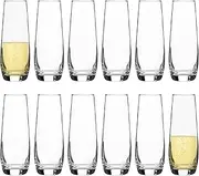 [Argon Tableware] 12x 230ml Stemless Champagne Flutes - 'Corto' Range - Modern Style Glass Drinking Flutes for Champagne, Prosecco, Sparkling Wine