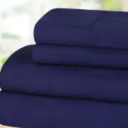 Cotton Percale Deep Pocket, Crown Blue, 4-Pieces Set, Queen Sheets