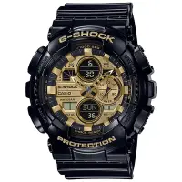 在飛比找博客來優惠-【CASIO】G-SHOCK 金屬機械風休閒雙顯錶-黑X金(