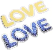GRADENEVE 2pcs Sequin Letter Patches for Clothing Repair Decorative Sew Embroidery Appliques DIY Embellishments for Jeans Bags Home Crafting Love