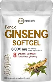 Maximum Strength Panax Ginseng Soft-gels, 1200mg Per Serving, 200 Liquid Soft-gels, Active Ginsenosides, Supports Energy, Immune, Mental Health, Non-GMO and Made in USA