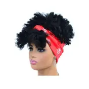 Small Curly Headscarf Wig - Gradient 1b Colour