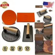 Heavy-Duty Cast Iron Burger Press with Silicone Cover for Perfect Grill Marks