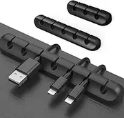 Cable Clips Cord Management Organizer, 3 Packs Silicone Adhesive Hooks, Wire Holder USB Power Charging Accessory Mouse PC Nightstand Desktop Wall Phone Workspace Office - 7, 5 and 3 Slots (Black)