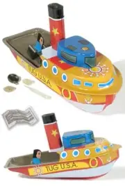 Tug Boat USA Pop Pop Tin Steamer