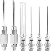 ATIVERE 6PCS Grease Gun Tips, Contain 4PCS 1/8 Inch NPT Threads 18G Grease Gun Needle Tips and 2PCS Narrow Grease Needle Dispenser for Lubricating, Used in Narrow Space & Deep Hole Metal