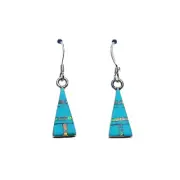 Small Pyramid Shape Handcrafted Square St. Silver Turquoise Opal Stone Earrings