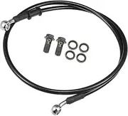 Universal Brake Hose Motorcycle ATV Dirt Bike Motocross Braided Hydraulic Brake Line Oil Hose Pipeline, 100cm, Metal, Black Silver Tone, 1 Set Durable Material