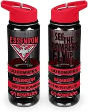 Essendon Bombers AFL Tritan Drink Bottle with Wrist Bands and Flip-up Straw