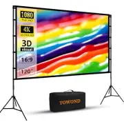Projector Screen and Stand, Towond 120 inch Portable Projector Screen Indoor