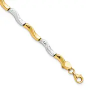 7 Inch 10K Gold W/Rhodium D/C Bracelet