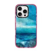 iPhone 16 Pro Impact Case MagSafe Compatible COOL WATERS 2, ABSTRACT OCEAN BEACH CLOUDS SUMMER PAINTING