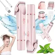 Glow Aura Shaver, Glowshave Hair Remover, Glowshave Electric Lady Razor, Dual Head Shaver Women, 2 In 1 Waterproof Electric Bikini Trimmer for Women, 2-in-1 Women's Body Shaver (2pcs)
