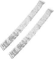 [Baluue] 2pcs Silver Sequin Stretchy Belt for Women Elastic Wide Waist Cinch Belts with Interlock Buckle for Halloween Costumes Dance Performances and Special Events