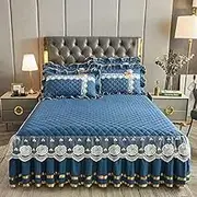 Bed Valance Skirt Solid Color Ruffled Bed Skirt, 120/150/180/200CM Thicken Non-Slip Dust Ruffle Elastic Bed Linings Spring Cover Bed Protector for All Beds
