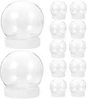 [DEARMAMY] Crafts Making Water Globes 12pcs Empty Plastic Globes for DIY Snow Scene